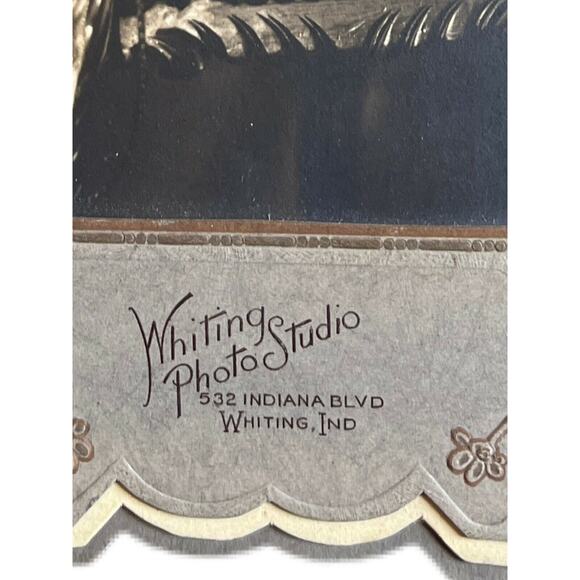 Antique Photo Cabinet Card W Ornate Frame Whiting Photo Studio Snowbaby Girl - Picture 3 of 5